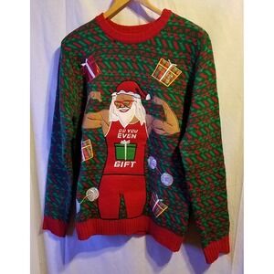 Blizzard Bay Ugly Christmas Sweater Mens Sz Small MuscleSanta "Do You Even Gift"